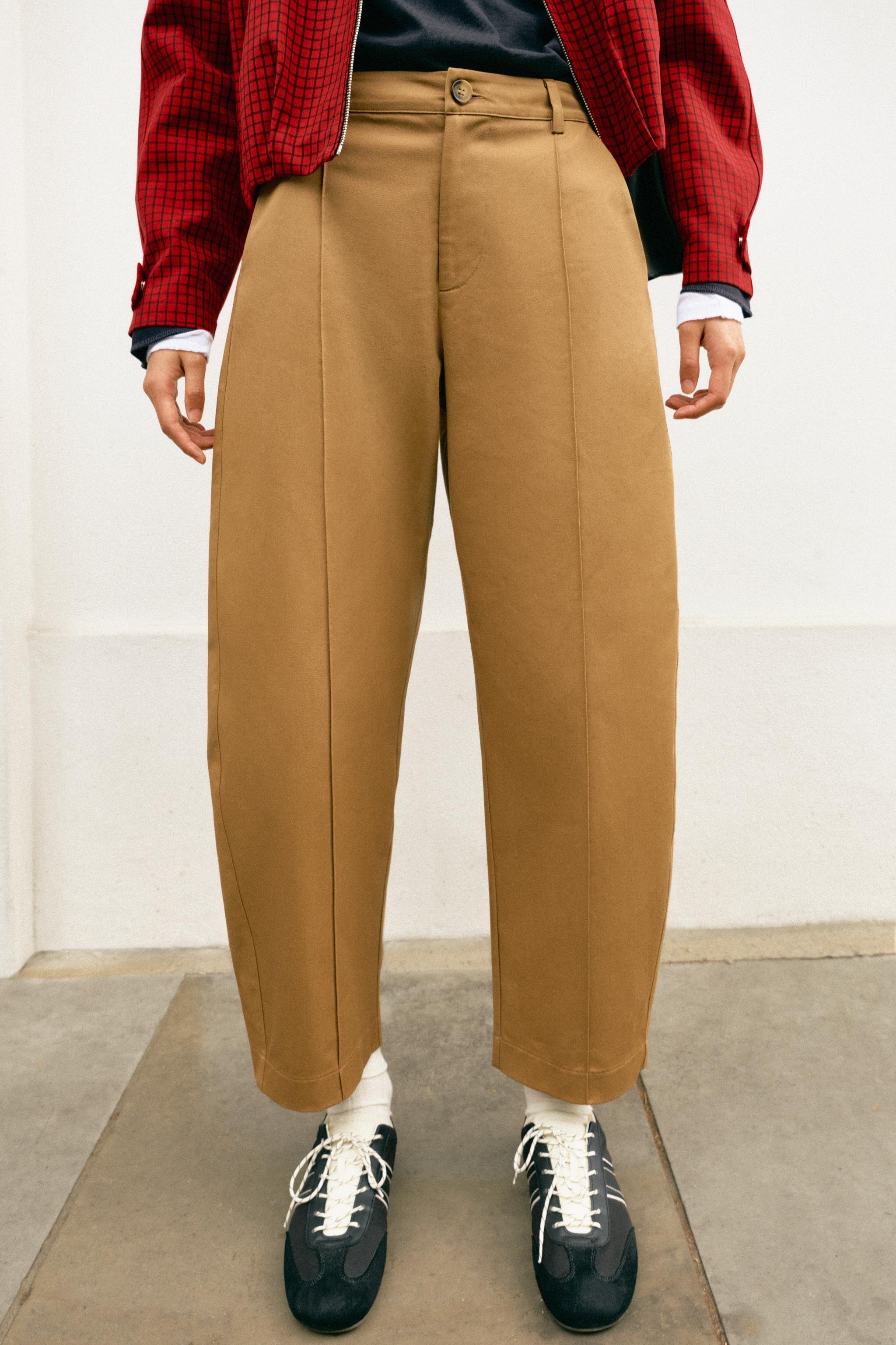 BARREL PANTS WITH STITCHED SEAM